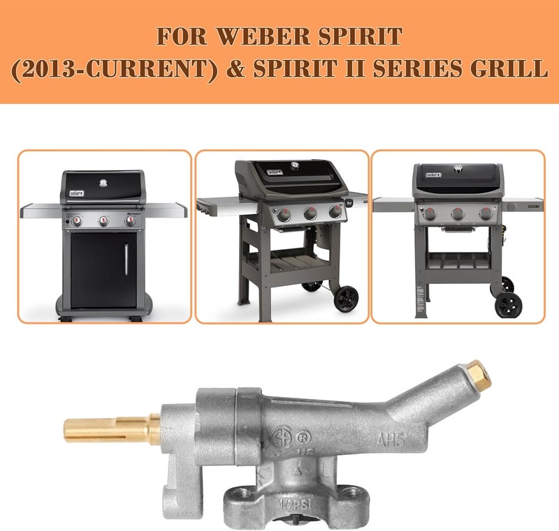 MOASKER Gas Grill Manifold Main Grill Burner Control Valve Replacement Parts for Weber Spirit E-310 S-310 E-210 E-315, Grill Burner Valve for Weber Spirit(2013-Current) & Spirit II Series - Propane(LP) - Image 4